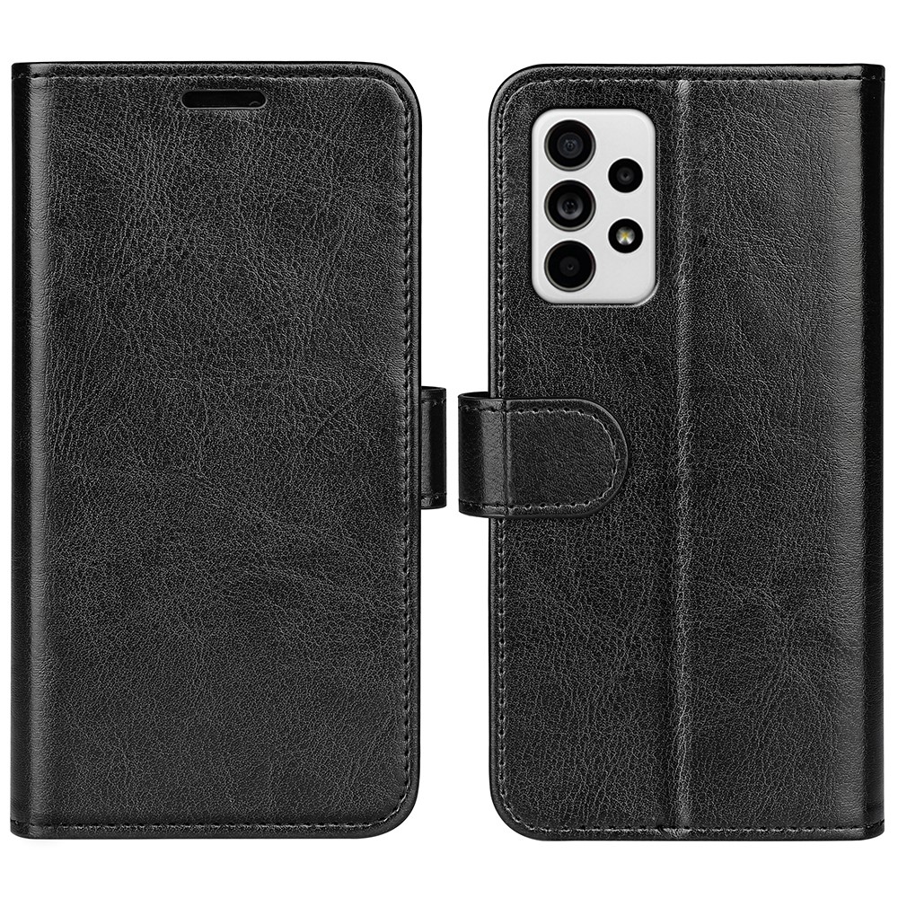 Crazy Horse Texture Folio Flip Shockproof Leather Phone Wallet Cover Stand Case for Samsung Galaxy A33 5G - Black-1