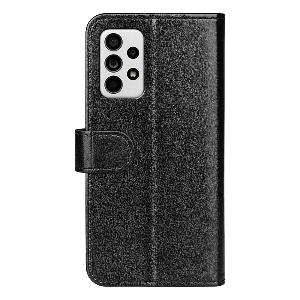 Crazy Horse Texture Folio Flip Shockproof Leather Phone Wallet Cover Stand Case for Samsung Galaxy A33 5G - Black-3