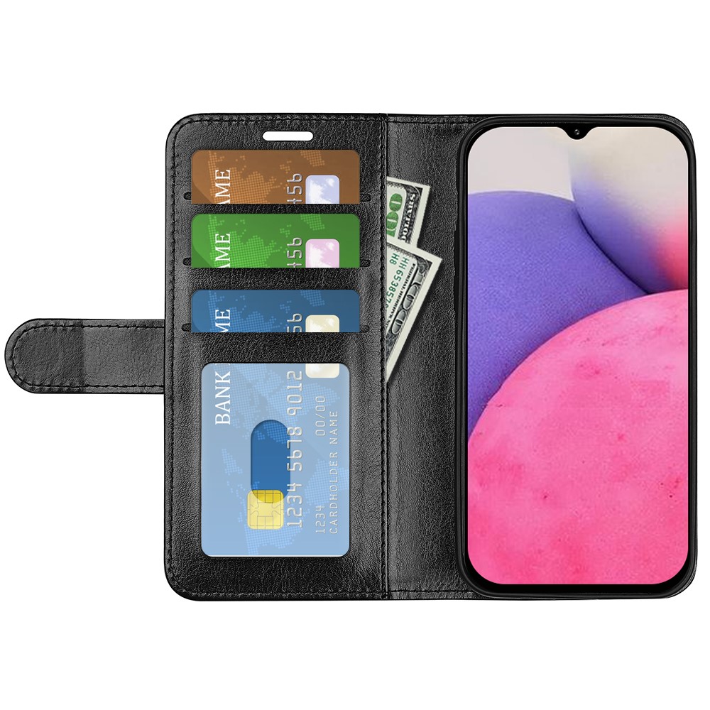 Crazy Horse Texture Folio Flip Shockproof Leather Phone Wallet Cover Stand Case for Samsung Galaxy A33 5G - Black-4