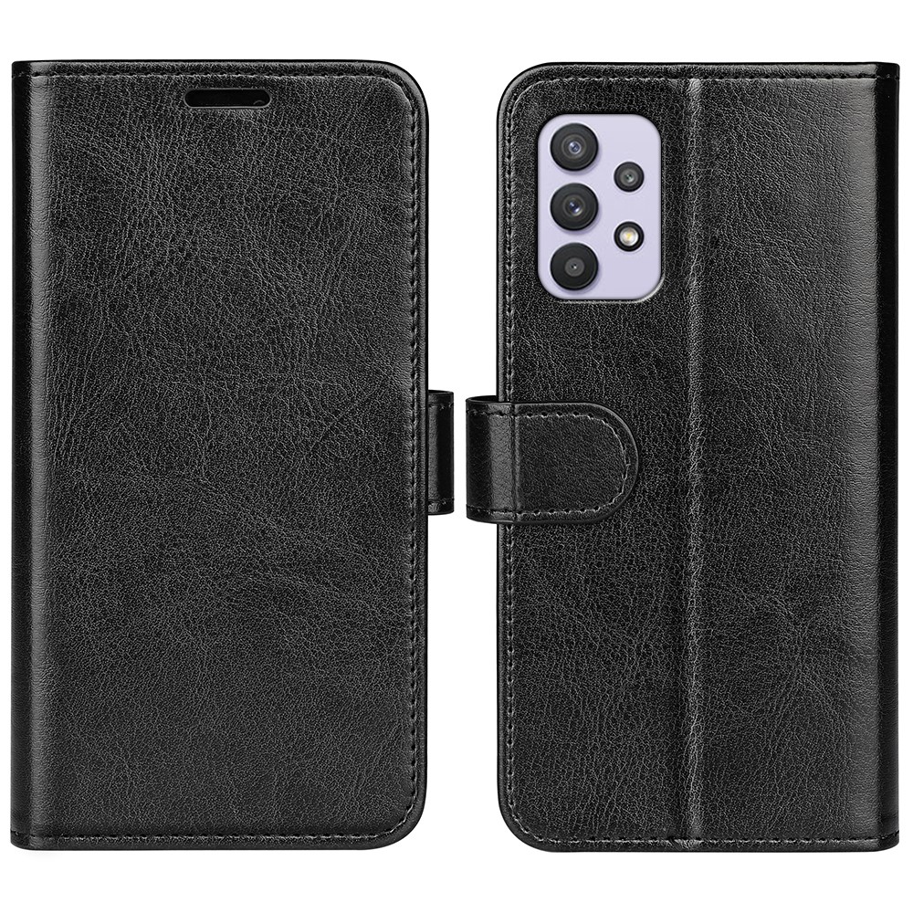 Crazy Horse Texture Flip Scratch-resistant Anti-fall Leather Phone Wallet Shell Stand Case for Samsung Galaxy A53 5G - Black-1