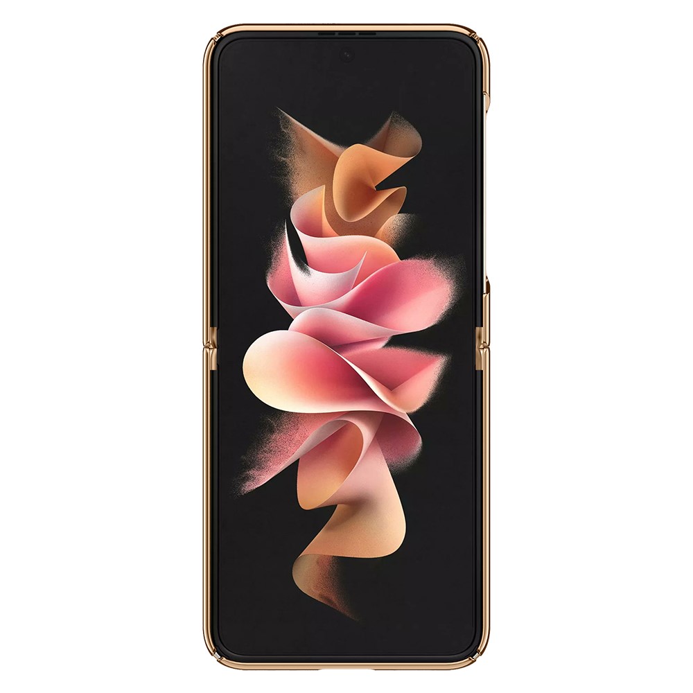 Electroplating PC Phone Shell Ultra Slim Flip Phone Case for Samsung Galaxy Z Flip3 5G - Black/Gold-5