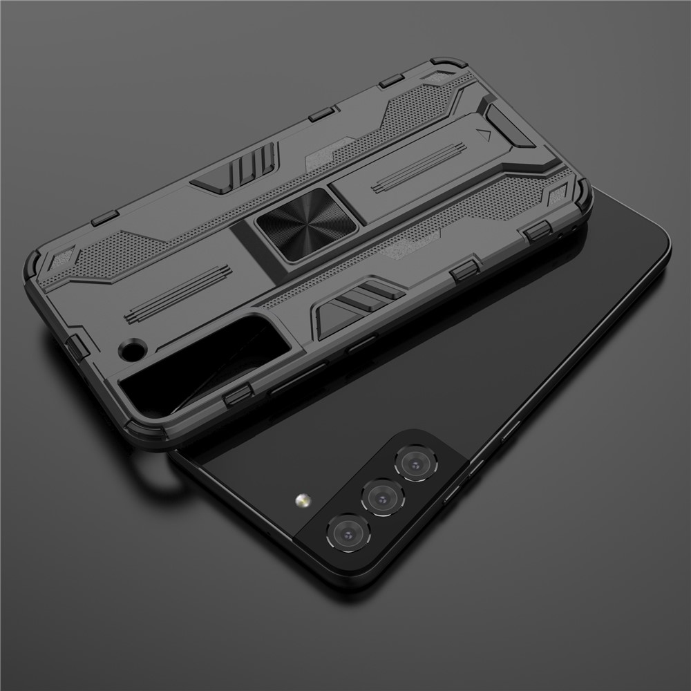 Shockproof Hard PC + Soft TPU Hybrid Protective Cover with Kickstand for Samsung Galaxy S22 - Black-4