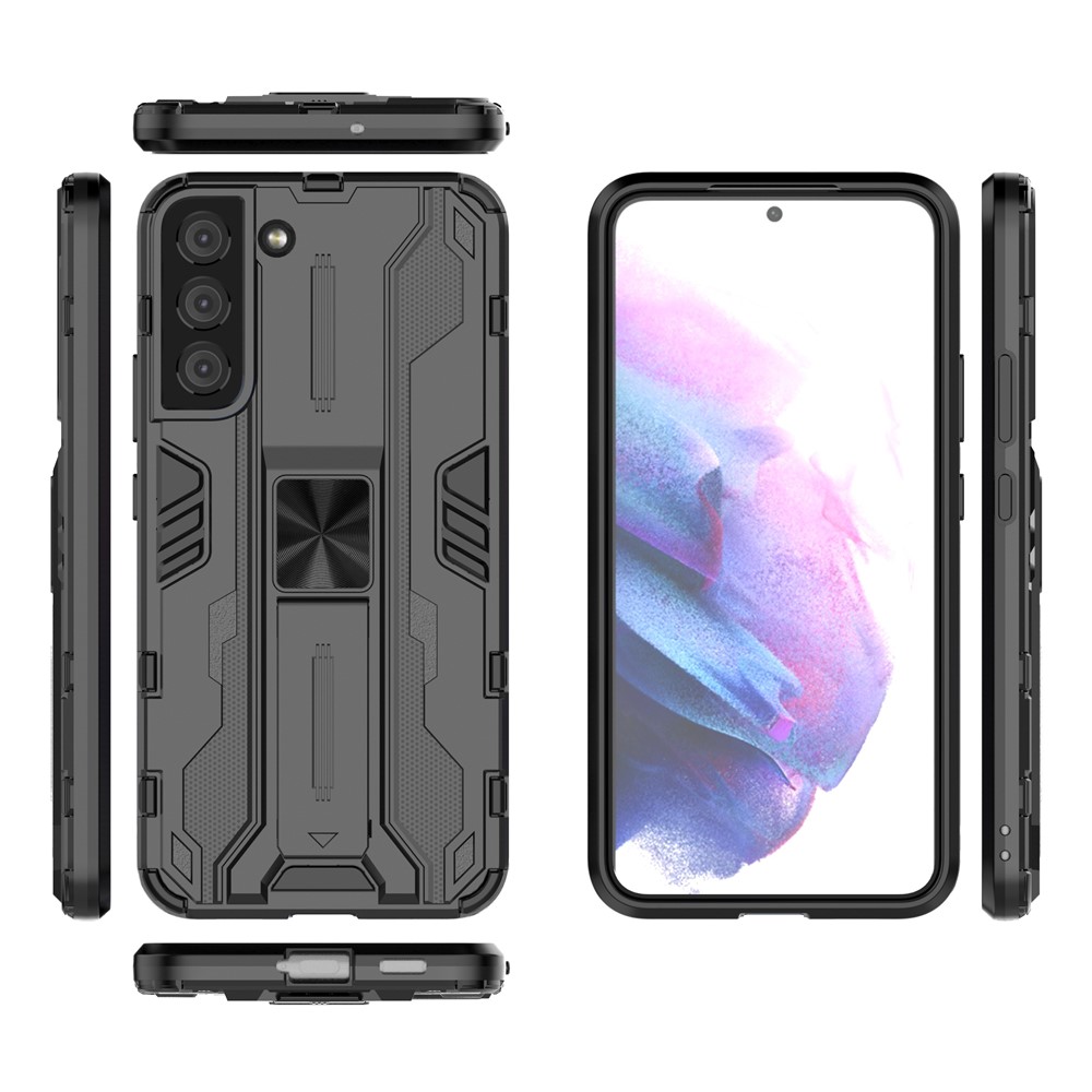 Shockproof Hard PC + Soft TPU Hybrid Protective Cover with Kickstand for Samsung Galaxy S22 - Black-5