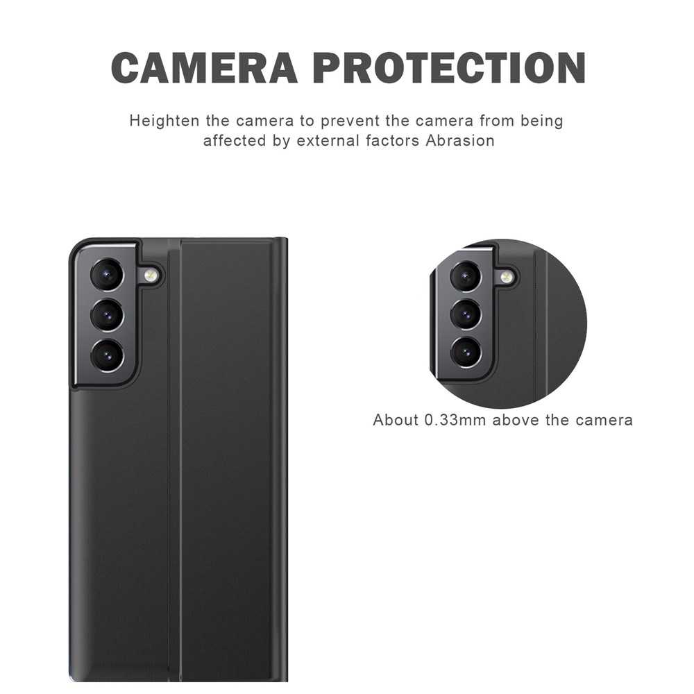 Shockproof Anti-fall Stand Folio Flip Cover Leather Auto-absorbed Phone Case with View Window for Samsung Galaxy S22 - Black-6