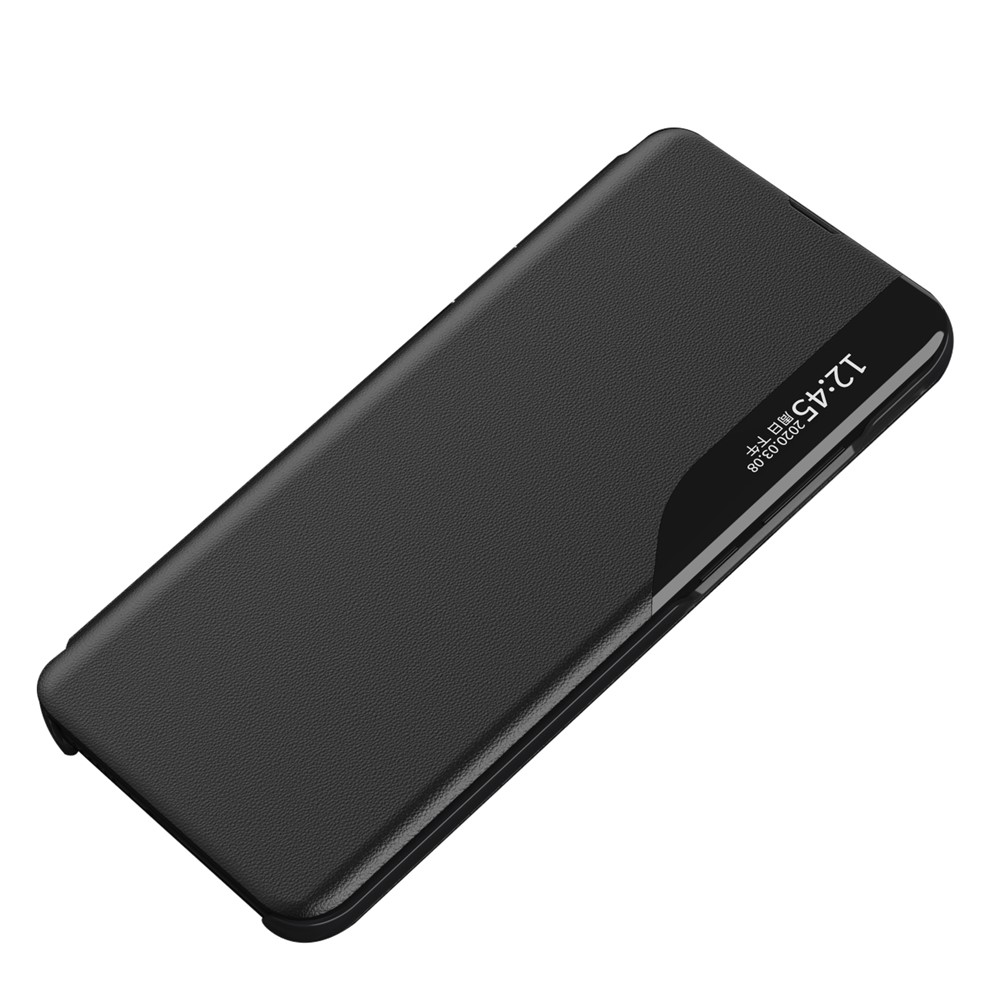 Light Slim Smart View Window Stand Design Case Anti-fall PU Leather Flip Cover for Samsung Galaxy S22 Ultra - Black-2