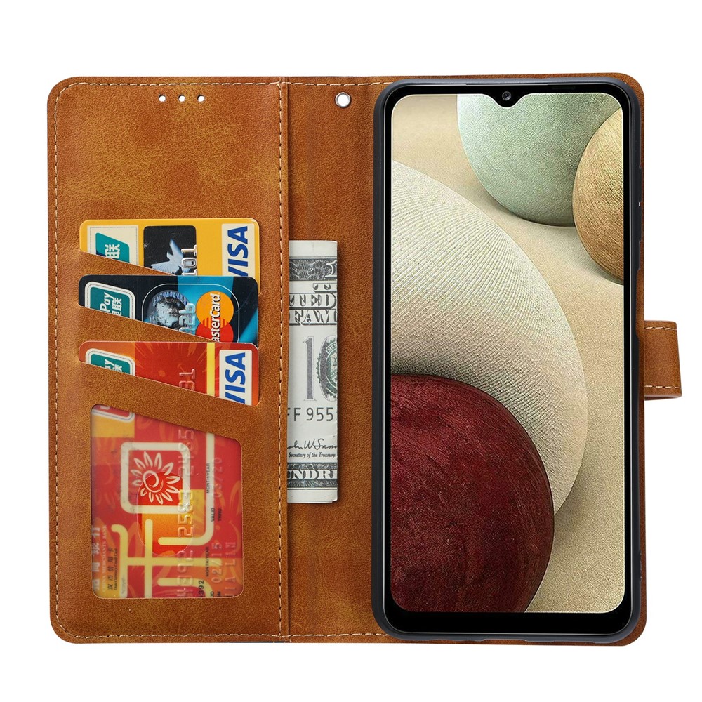 Wallet Design Business Leather Cover Compatible for Samsung Galaxy A13 5G Wallet Stand Phone Shell - Brown-5