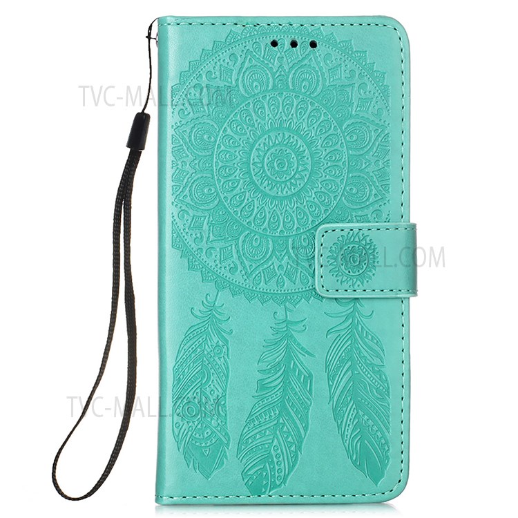 Dream Catcher Imprinted Full Body Protection Leather Phone Stand Case Wallet Cover with Strap for Samsung Galaxy A13 5G - Green-2