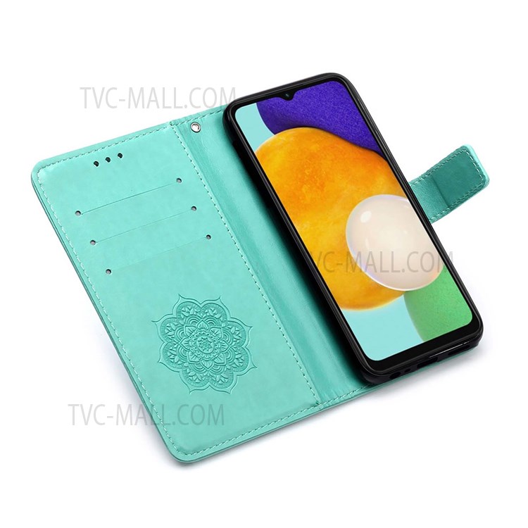 Dream Catcher Imprinted Full Body Protection Leather Phone Stand Case Wallet Cover with Strap for Samsung Galaxy A13 5G - Green-6