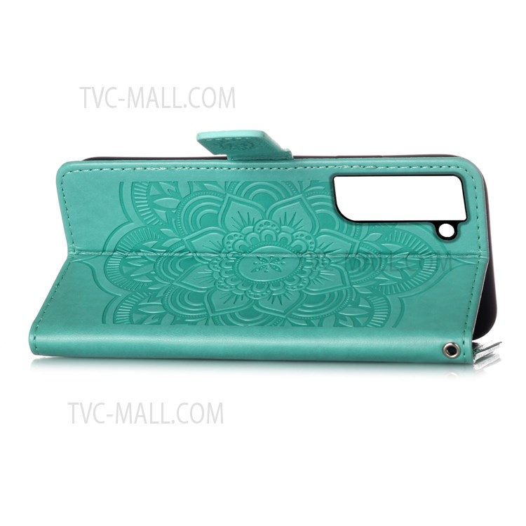 Dream Catcher Imprinted PU Leather Cover + TPU Phone Case with Stand Wallet for Samsung Galaxy S22 - Green-4