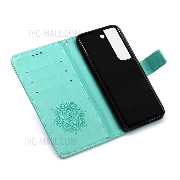 Dream Catcher Imprinted PU Leather Cover + TPU Phone Case with Stand Wallet for Samsung Galaxy S22 - Green-6
