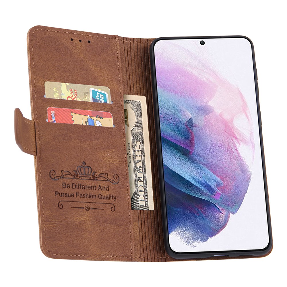Stitching Design PU Leather Cover TPU Inner Phone Case with Stand Wallet for Samsung Galaxy S22 Plus - Rose-10
