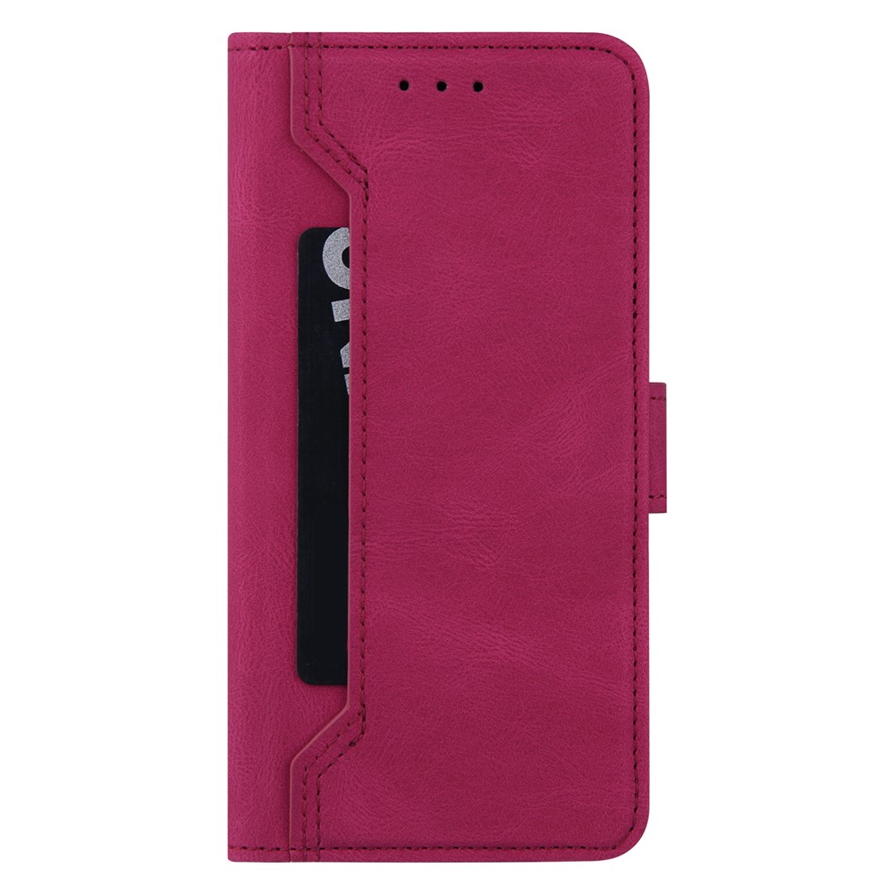 Stitching Design PU Leather Cover TPU Inner Phone Case with Stand Wallet for Samsung Galaxy S22 Plus - Rose-2