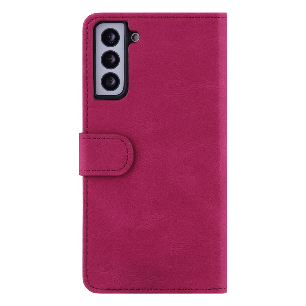 Stitching Design PU Leather Cover TPU Inner Phone Case with Stand Wallet for Samsung Galaxy S22 Plus - Rose-3
