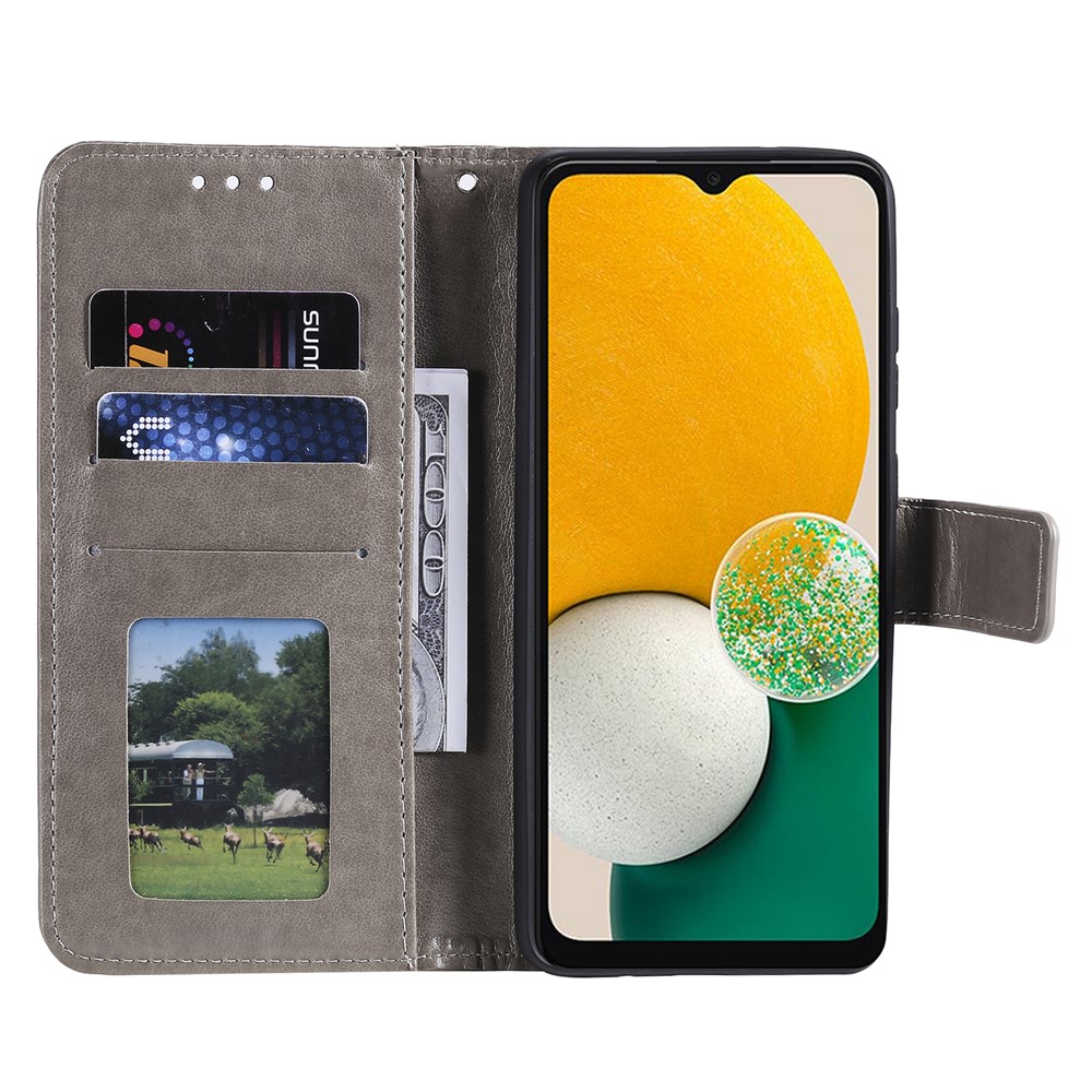 Shockproof Wallet Stand Design Imprinted Mandala Flower PU Leather Phone Flip Cover Case for Samsung Galaxy A13 5G - Grey-4