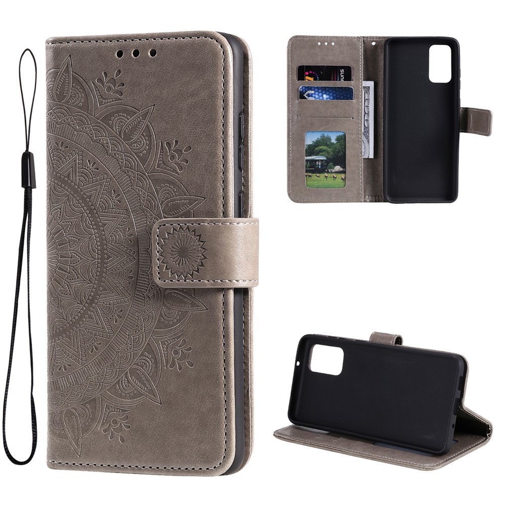 Shockproof Wallet Stand Design Imprinted Mandala Flower PU Leather Phone Flip Cover Case for Samsung Galaxy A13 5G - Grey-6