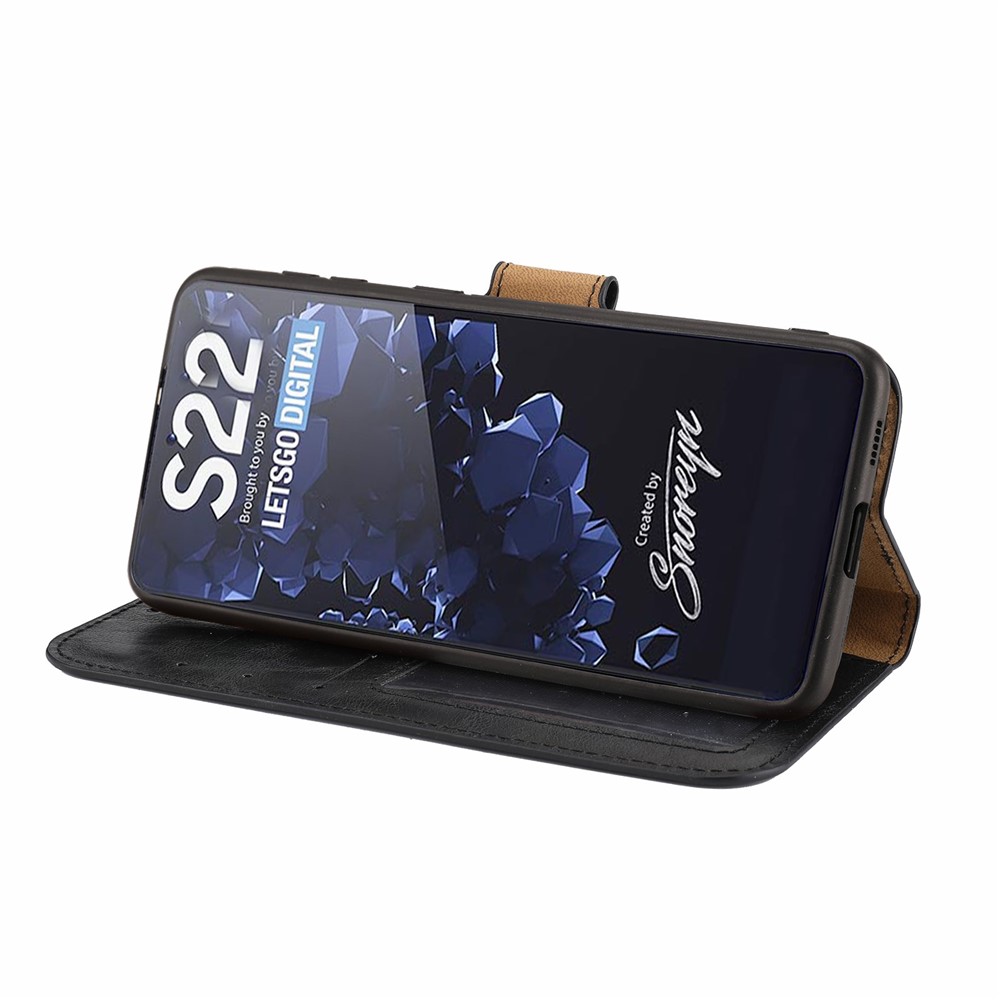 Detachable 2 in 1 Crazy Horse Texture Well-protected Leather Mobile Phone Cover Case with Wallet Stand for Samsung Galaxy S22 Plus - Black-5