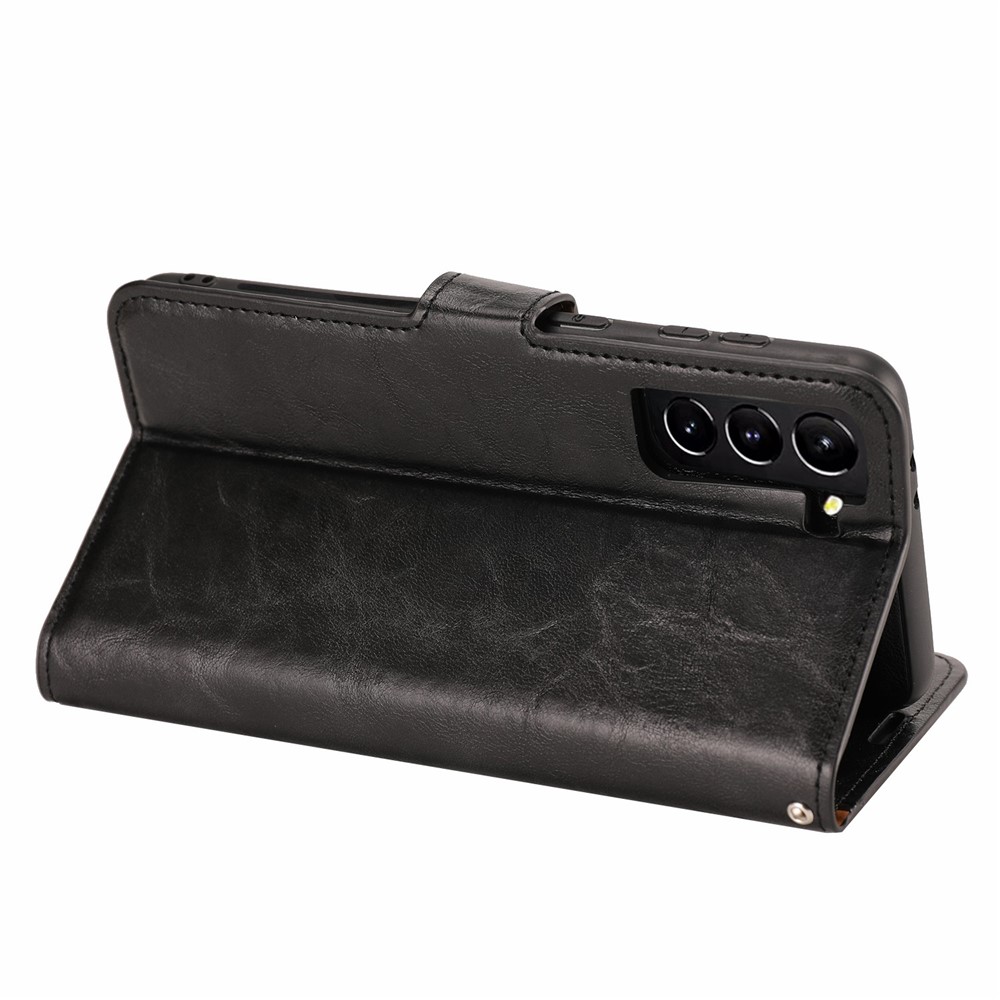 Detachable 2 in 1 Crazy Horse Texture Well-protected Leather Mobile Phone Cover Case with Wallet Stand for Samsung Galaxy S22 Plus - Black-6