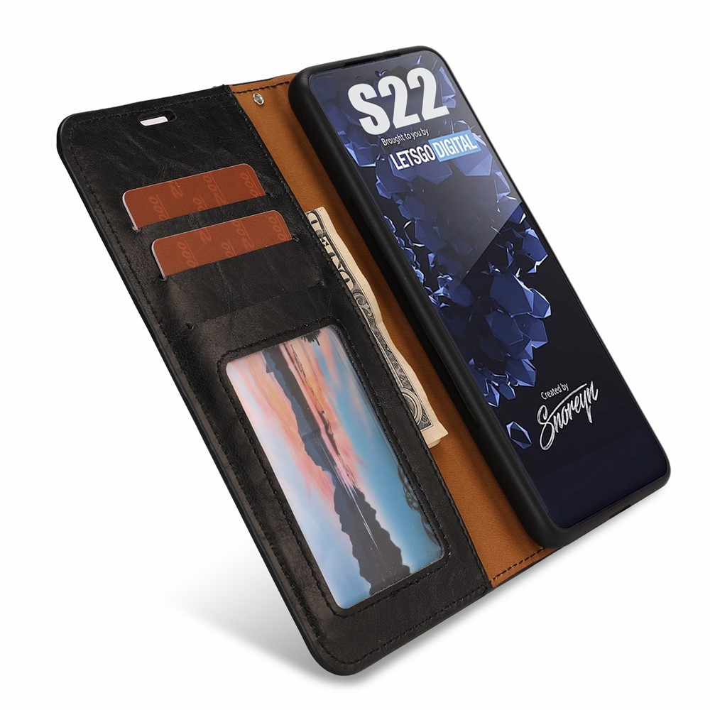 Detachable 2 in 1 Crazy Horse Texture Well-protected Leather Mobile Phone Cover Case with Wallet Stand for Samsung Galaxy S22 Plus - Black-8