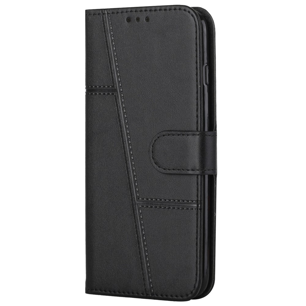Anti-scratch Stitching Lines Design Flip PU Leather Phone Cover Stand Wallet Phone Case for Samsung Galaxy A03s (164.2 x 75.9 x 9.1mm) - Black-9