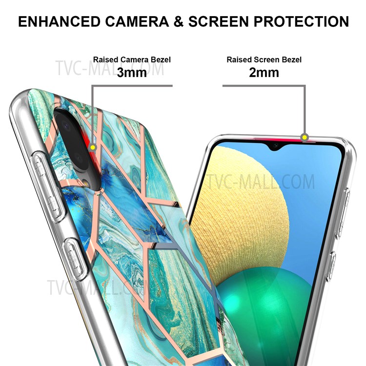 2.0mm Thick Marble Pattern Printing Anti-scratch IMD Electroplating Soft TPU Phone Case for Samsung Galaxy A02/M02 - Green-4