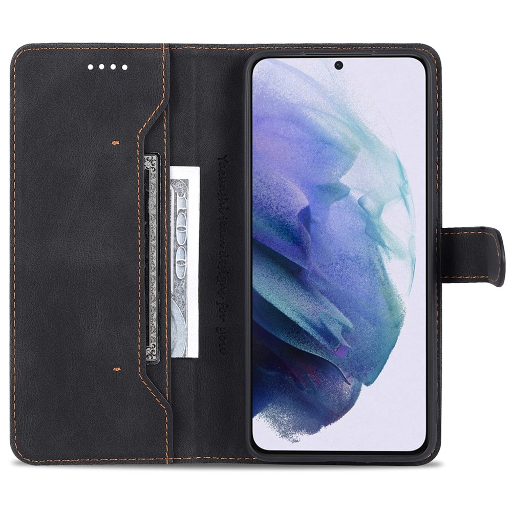 AZNS PU Leather Cover Stand Wallet Folio Flip Phone Case Protector for Samsung Galaxy S22 Plus - Black-4
