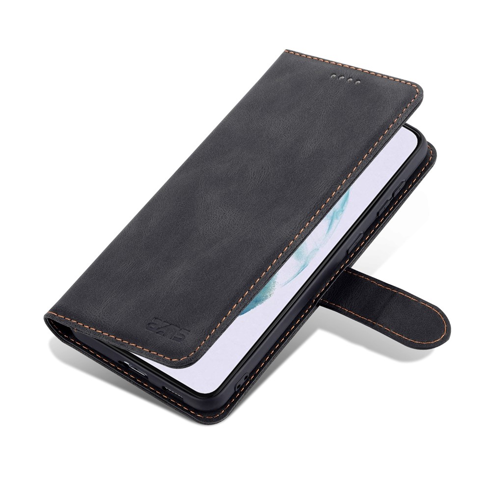 AZNS PU Leather Cover Stand Wallet Folio Flip Phone Case Protector for Samsung Galaxy S22 Plus - Black-8