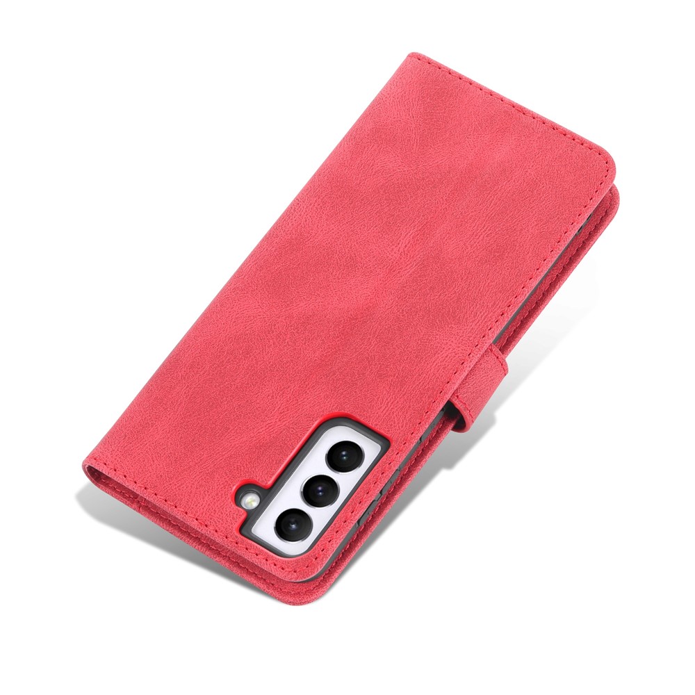 AZNS PU Leather Cover Stand Wallet Folio Flip Phone Case Protector for Samsung Galaxy S22 Plus - Red-10
