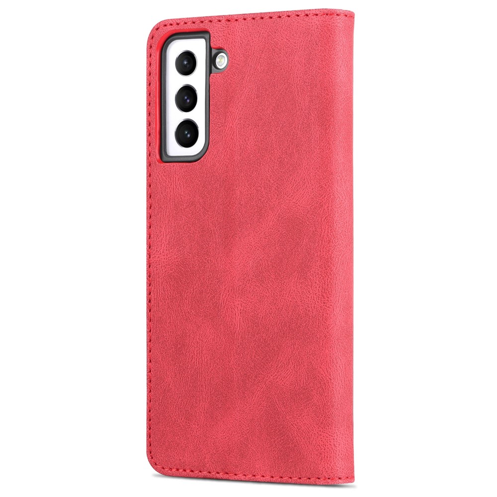 AZNS PU Leather Cover Stand Wallet Folio Flip Phone Case Protector for Samsung Galaxy S22 Plus - Red-3