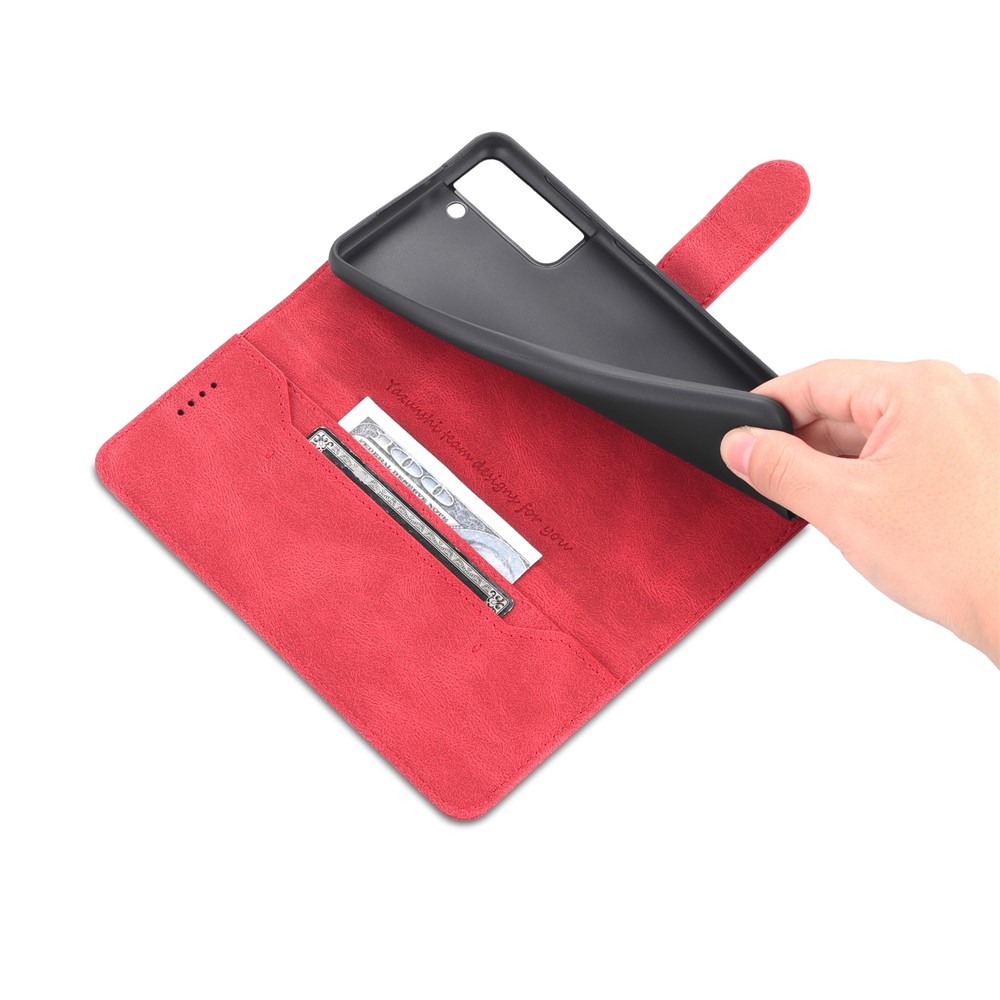 AZNS PU Leather Cover Stand Wallet Folio Flip Phone Case Protector for Samsung Galaxy S22 Plus - Red-9