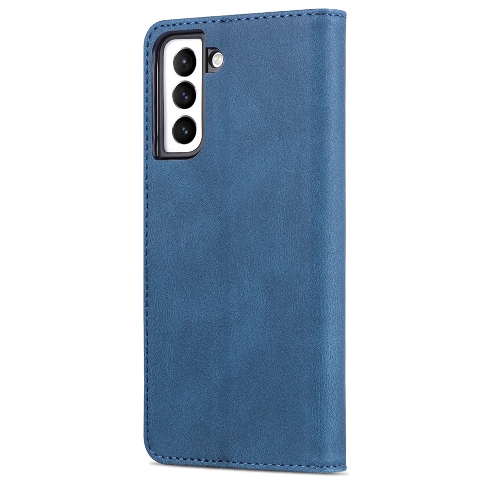 AZNS PU Leather Cover Stand Wallet Folio Flip Phone Case Protector for Samsung Galaxy S22 Plus - Blue-3