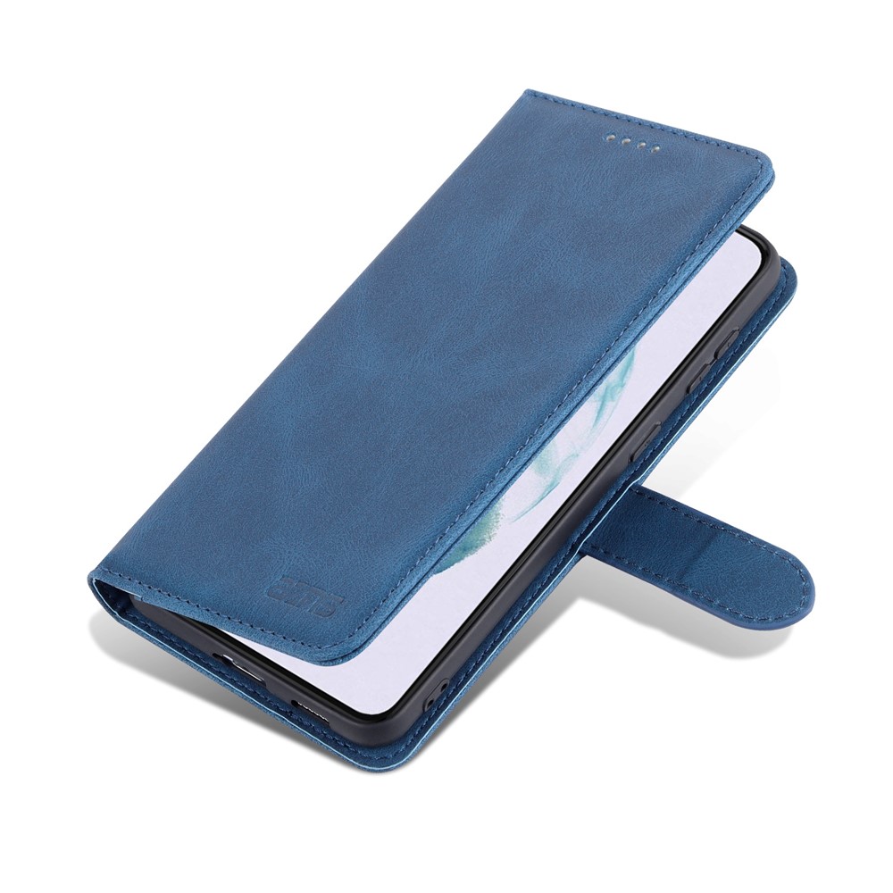 AZNS PU Leather Cover Stand Wallet Folio Flip Phone Case Protector for Samsung Galaxy S22 Plus - Blue-8