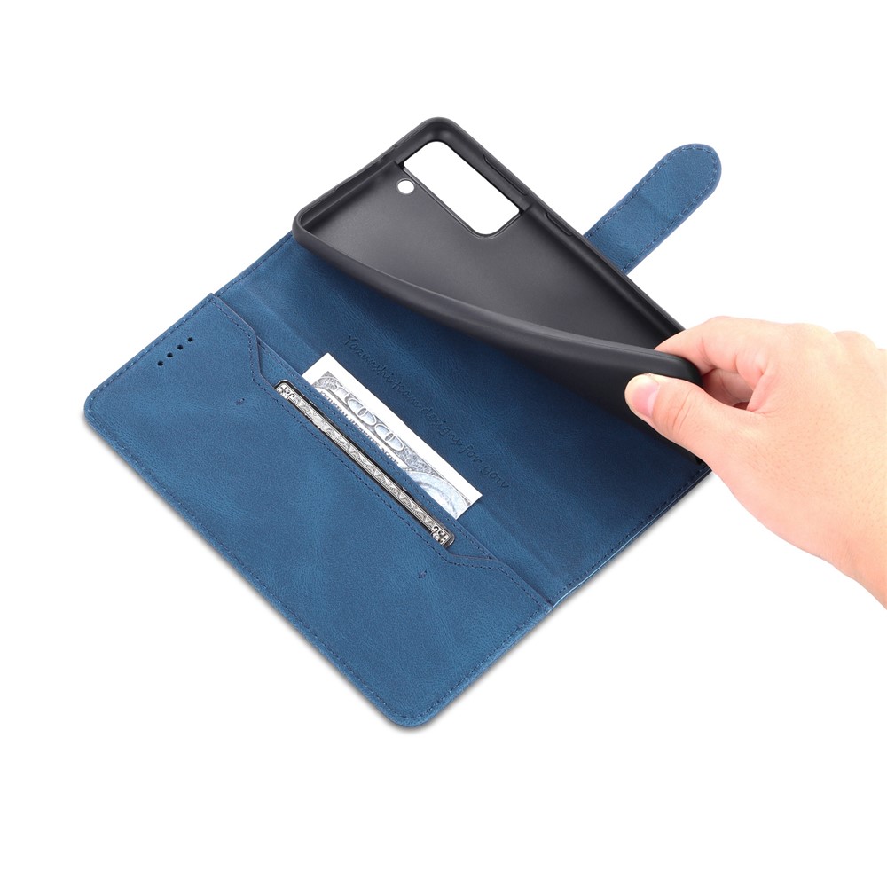 AZNS PU Leather Cover Stand Wallet Folio Flip Phone Case Protector for Samsung Galaxy S22 Plus - Blue-9
