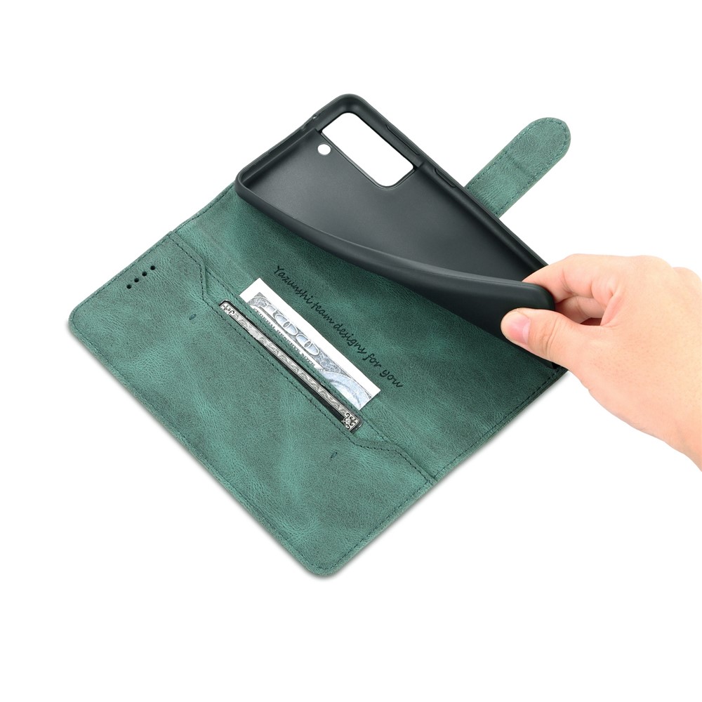 AZNS PU Leather Cover Stand Wallet Folio Flip Phone Case Protector for Samsung Galaxy S22 Plus - Green-9