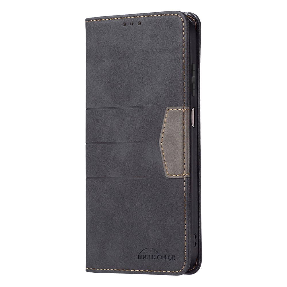 BINFEN COLOR Stylish Flip Phone Case Wallet Function Stand Design TPU+PU Leather Phone Covering Shell for Samsung Galaxy A32 5G - Black-4
