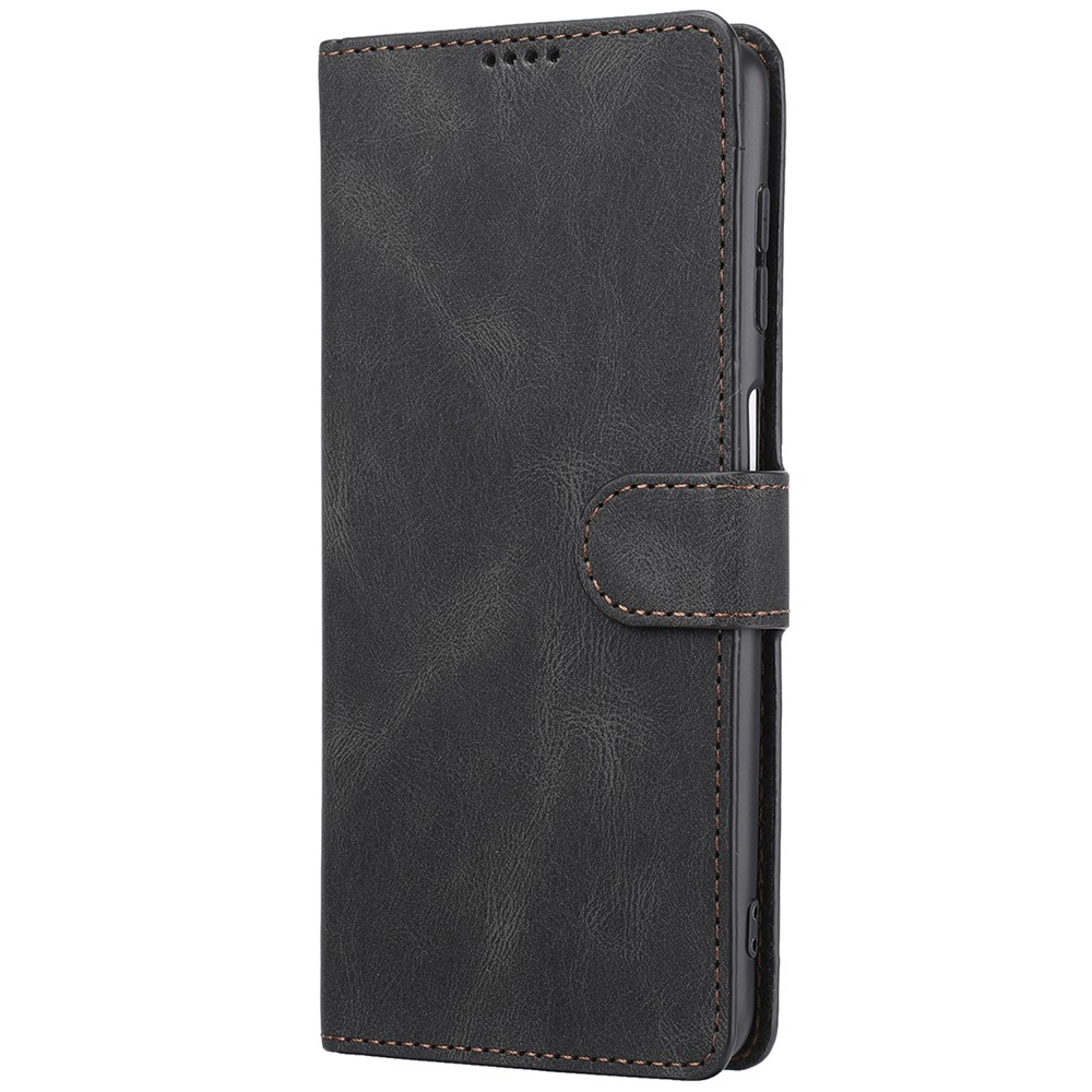 Classic Style PU Leather Flip Folio Case Wallet Stand Magnetic Protective Cover with Strap for Samsung Galaxy A22 4G (EU Version) / M32 (Global Version) - Black-2