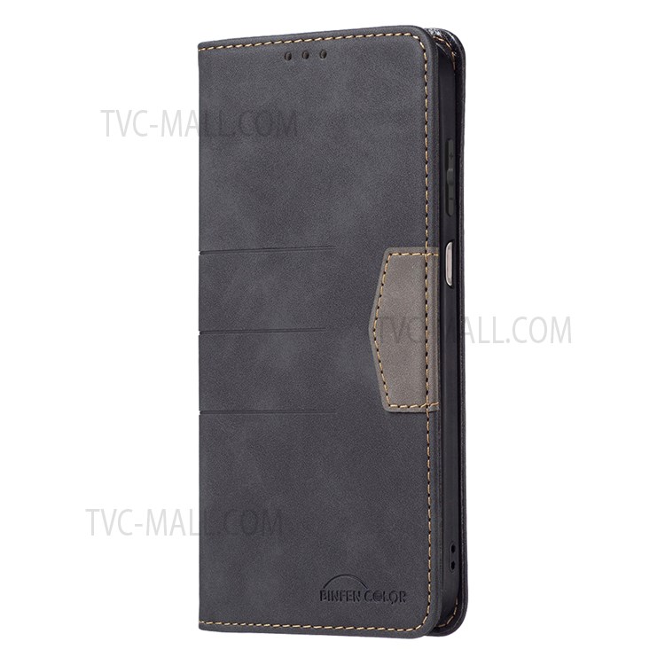 BINFEN COLOR Auto-absorbed Flip Phone Case Compatible for Samsung Galaxy A13 5G Wallet Function Stand Design TPU+PU Leather Phone Shell - Black-4