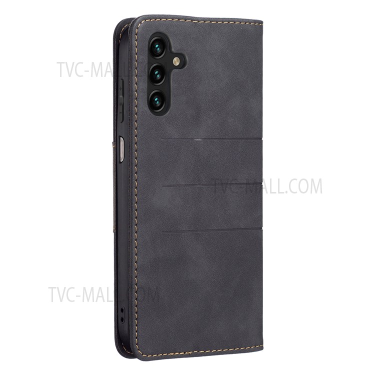 BINFEN COLOR Auto-absorbed Flip Phone Case Compatible for Samsung Galaxy A13 5G Wallet Function Stand Design TPU+PU Leather Phone Shell - Black-5