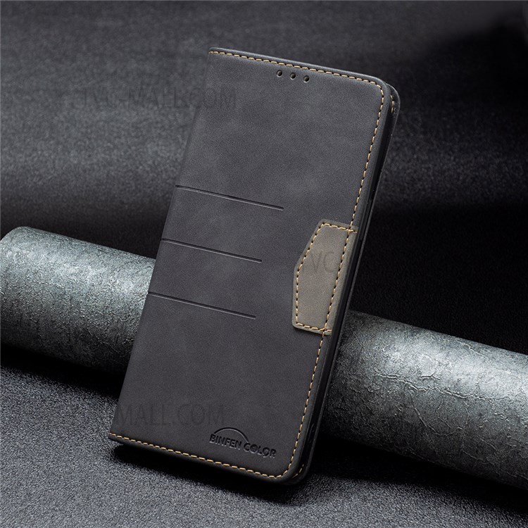 BINFEN COLOR Auto-absorbed Flip Phone Case Compatible for Samsung Galaxy A13 5G Wallet Function Stand Design TPU+PU Leather Phone Shell - Black-6