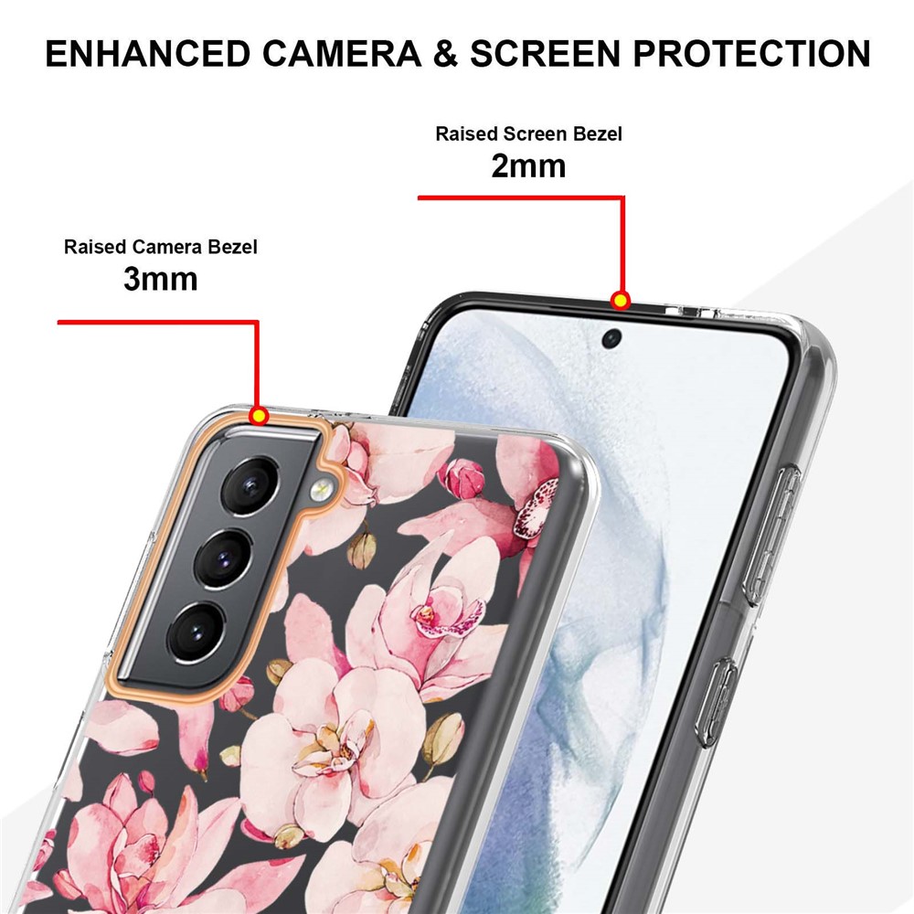 IML IMD Fashionable Mobile Phone Cover Flower Letter Design Anti-scratch Electroplating TPU Phone Case for Samsung Galaxy S21 5G - HC005 Pink Gardenia-4