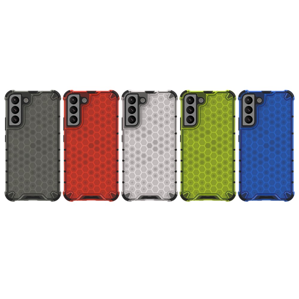 Scratch-resistant Honeycomb Pattern TPU + PC Phone Cover Shock-proof Protective Case for Samsung Galaxy S22 Plus - Grey-6