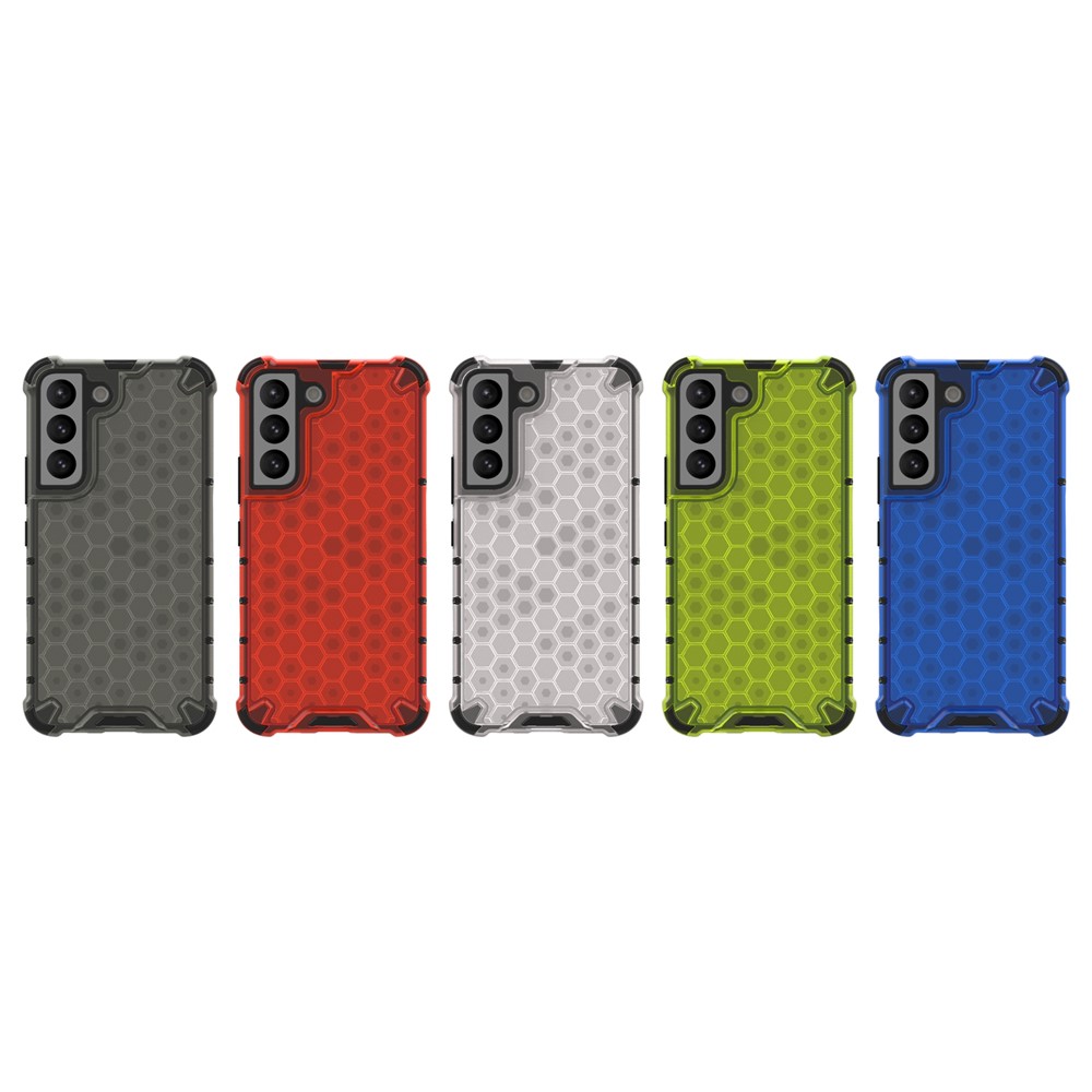 Fall-proof Honeycomb Pattern TPU + PC Phone Cover Protective Back Case for Samsung Galaxy S22 - Grey-6