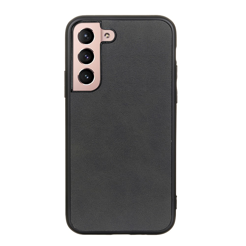Textured PU Leather Coating PC + TPU Hybrid Cover Protective Phone Case for Samsung Galaxy S22 Plus - Black-1