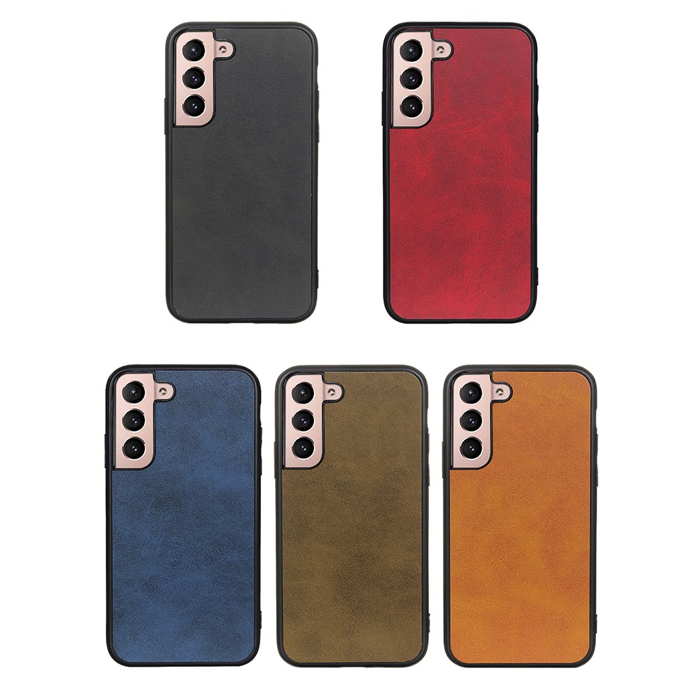 Textured PU Leather Coating PC + TPU Hybrid Cover Protective Phone Case for Samsung Galaxy S22 Plus - Black-5