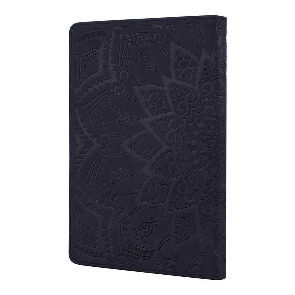 Flower Pattern Imprinting Flip Cover Stand Design Leather Tablet Case with Card Slots and Elastic Pen Holder Loop for Amazon Kindle Paperwhite 5 (2021) - Black-5