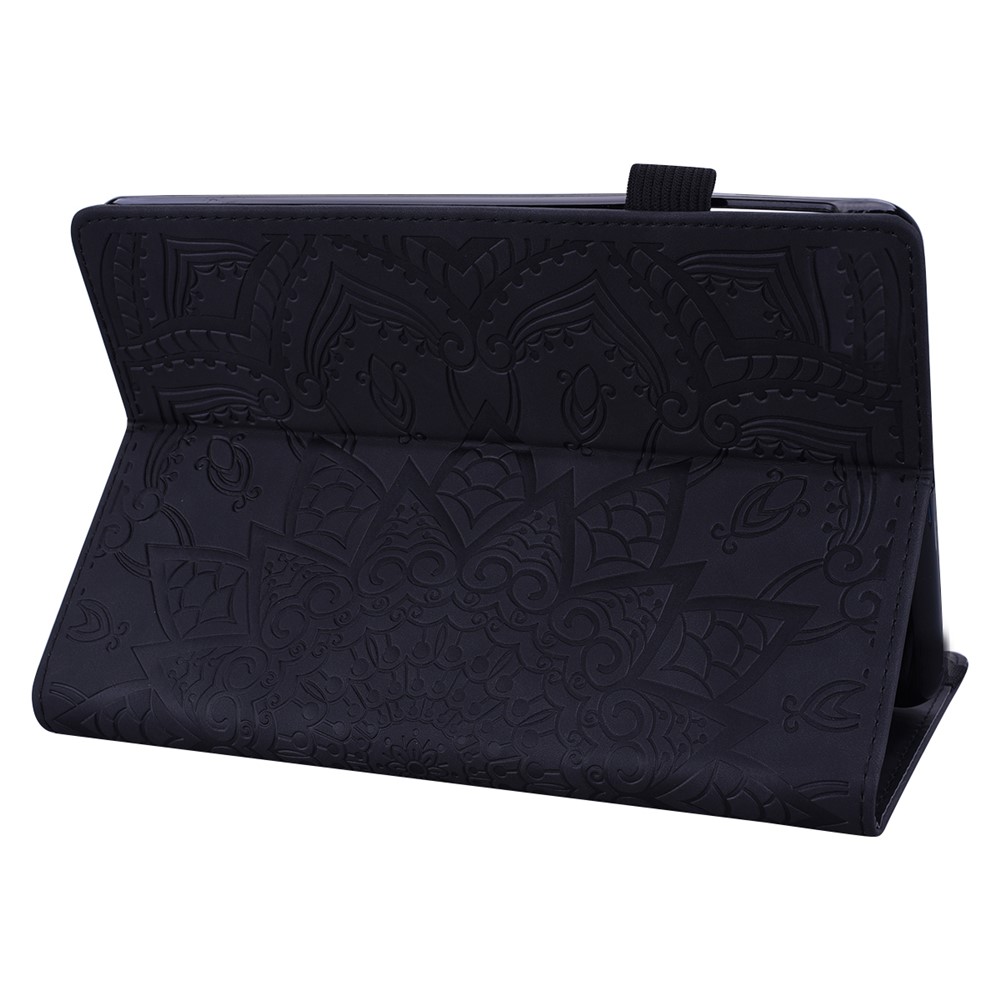 Flower Pattern Imprinting Flip Cover Stand Design Leather Tablet Case with Card Slots and Elastic Pen Holder Loop for Amazon Kindle Paperwhite 5 (2021) - Black-6