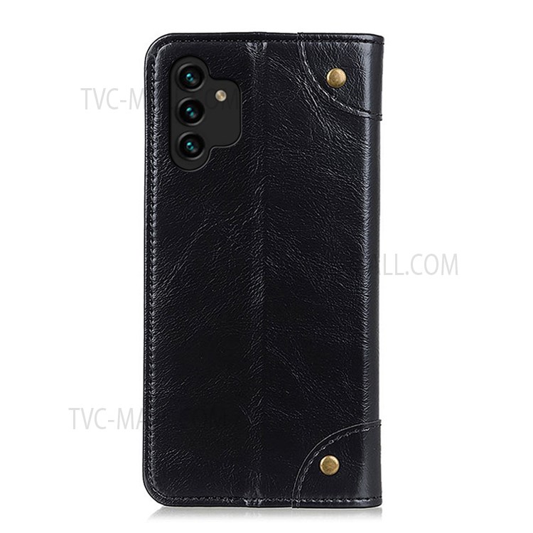Rivet Design PU Leather Flip Case Wallet Stand Auto-absorbed Shockproof Cover for Samsung Galaxy A13 4G - Black-3