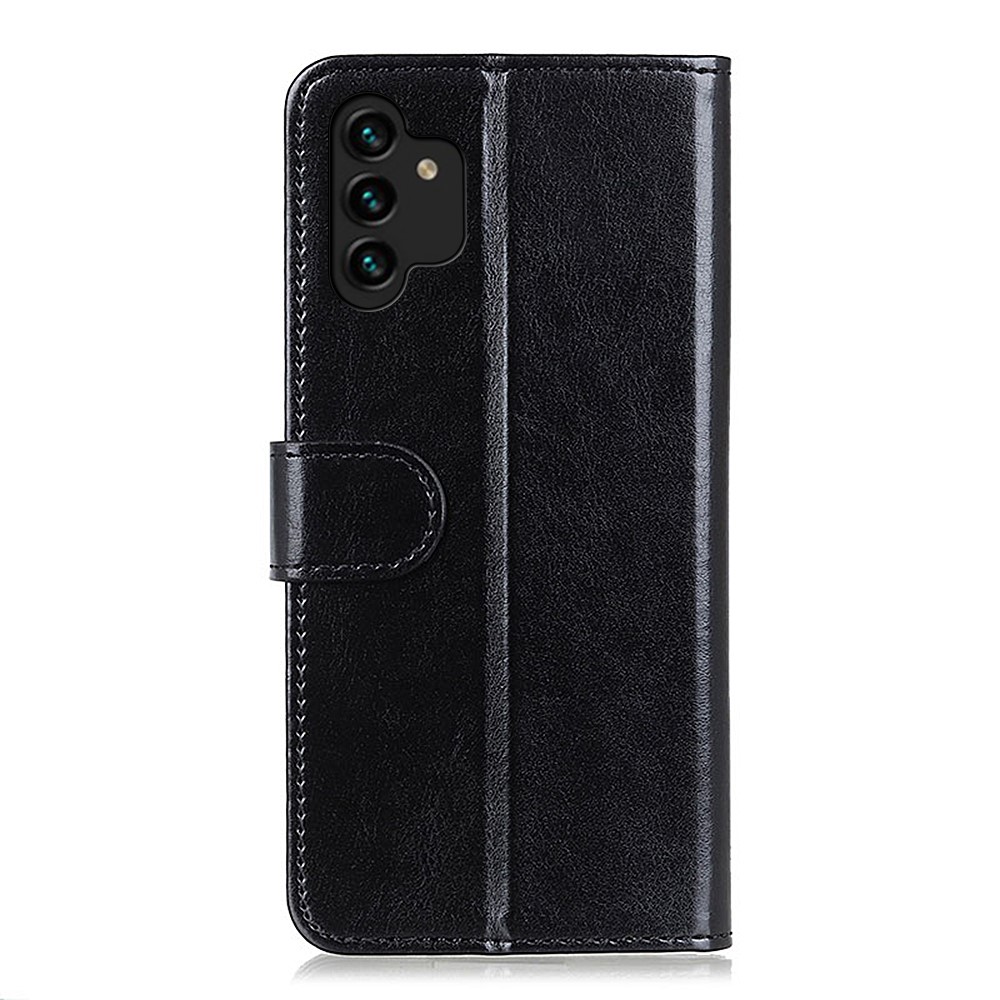 Flip Wallet Crazy Horse Texture PU Leather Cover Magnetic Soft TPU Folding Stand Case for Samsung Galaxy A13 4G - Black-3