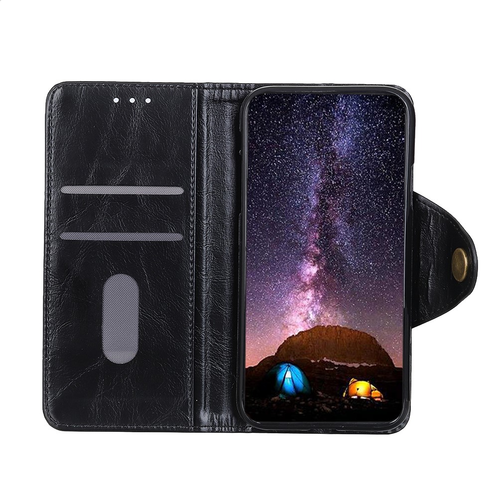 KHAZNE PU Leather Magnetic Flip Wallet Stand Shockproof Full Body Protective Cover for Samsung Galaxy A13 4G - Black-4