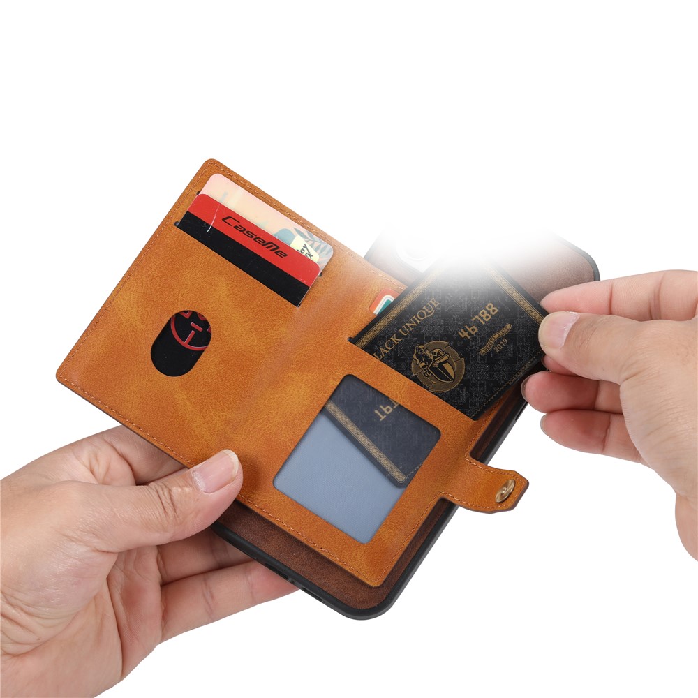 PU Leather Coated TPU Kickstand Shockproof Case with Card Slots Holder for Samsung Galaxy S22 - Brown-6