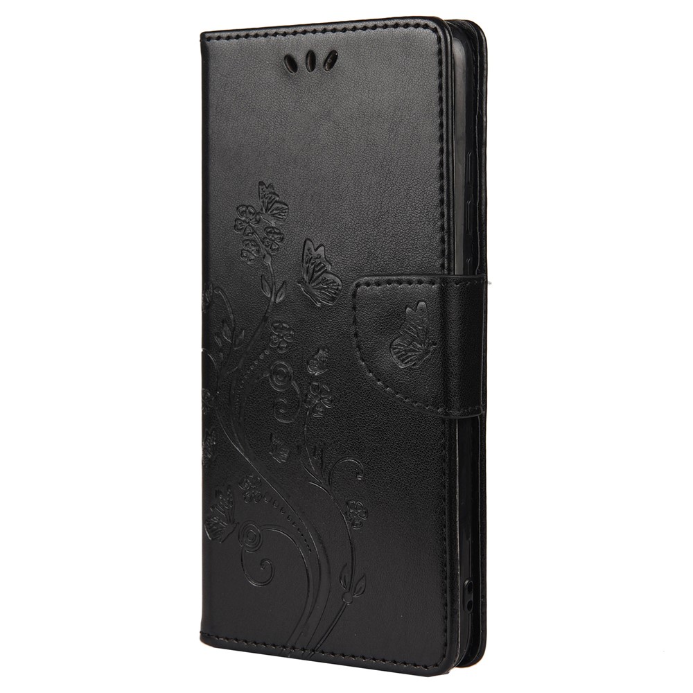 Imprinting Butterfly Flower Pattern PU Leather + TPU Protective Phone Case Shell with Stand Wallet for Samsung Galaxy A33 - Black-2